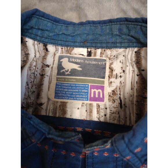 Mens Modern Amusement Button Down Shirt Size M Preowned - Picture 5 of 9